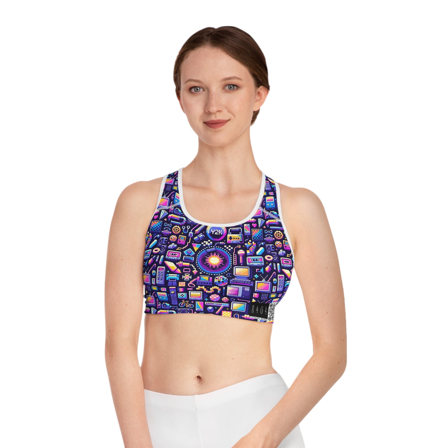 Digital Nostalgia Modern Retro Fusion Sports Bra - 8404 Design-64