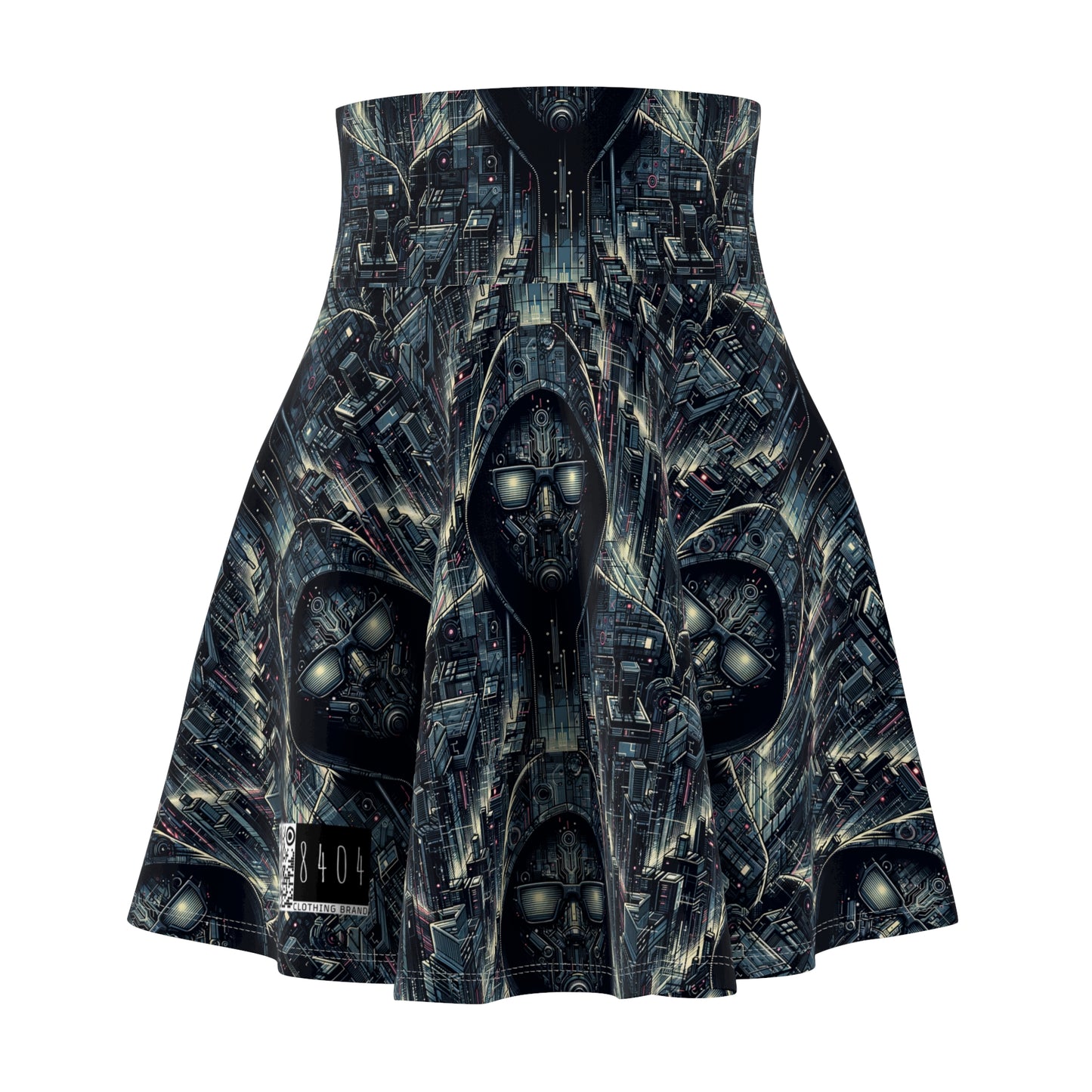 Tech Noir Aesthetics Sleek Tech Streetwear Women's Skater Skirt - 8404 Design-56