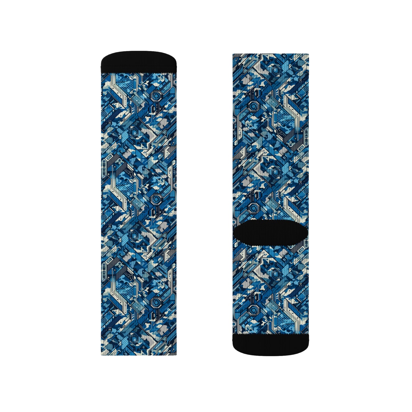 Tech Urban Camo Tech-Forward Streetwear With a Futuristic Military Edge Sublimation Socks - 8404 Design-39