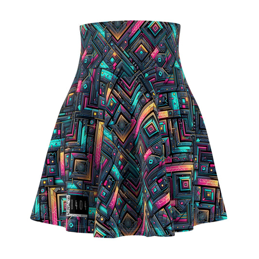 Tech-Inspired Graphics Cyberpunk Cool Women's Skater Skirt - 8404 Design-67