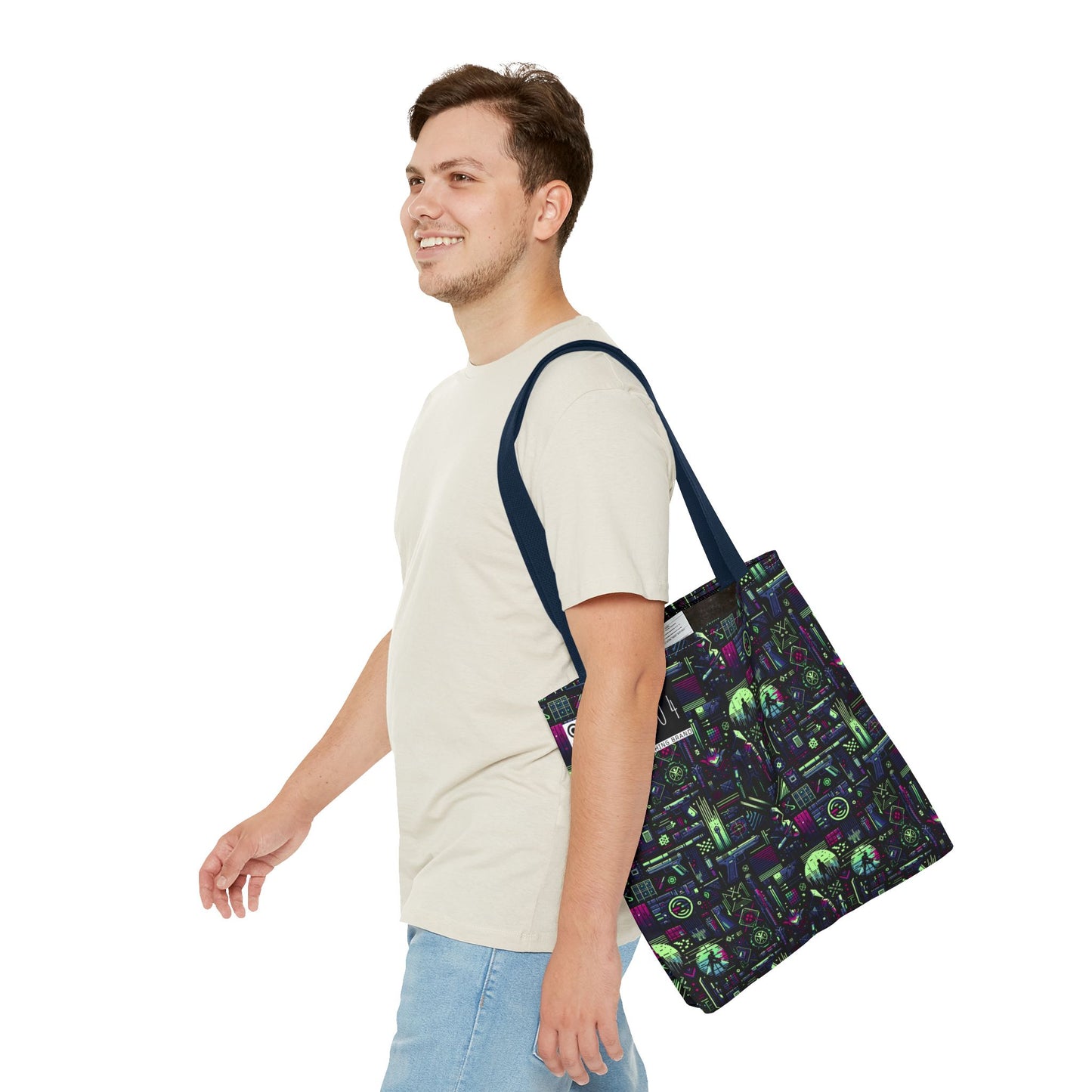 Tech Noir Futuristic Cyberpunk Tote Bag - 8404 Design-63