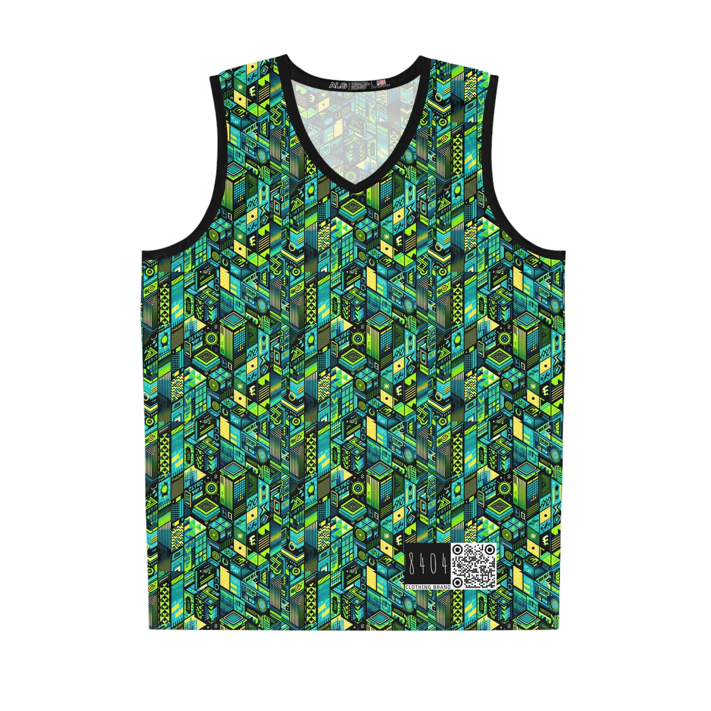 Tech-Infused Neon Tech-Forward Streetwear Basketball Jersey - 8404 Design-61