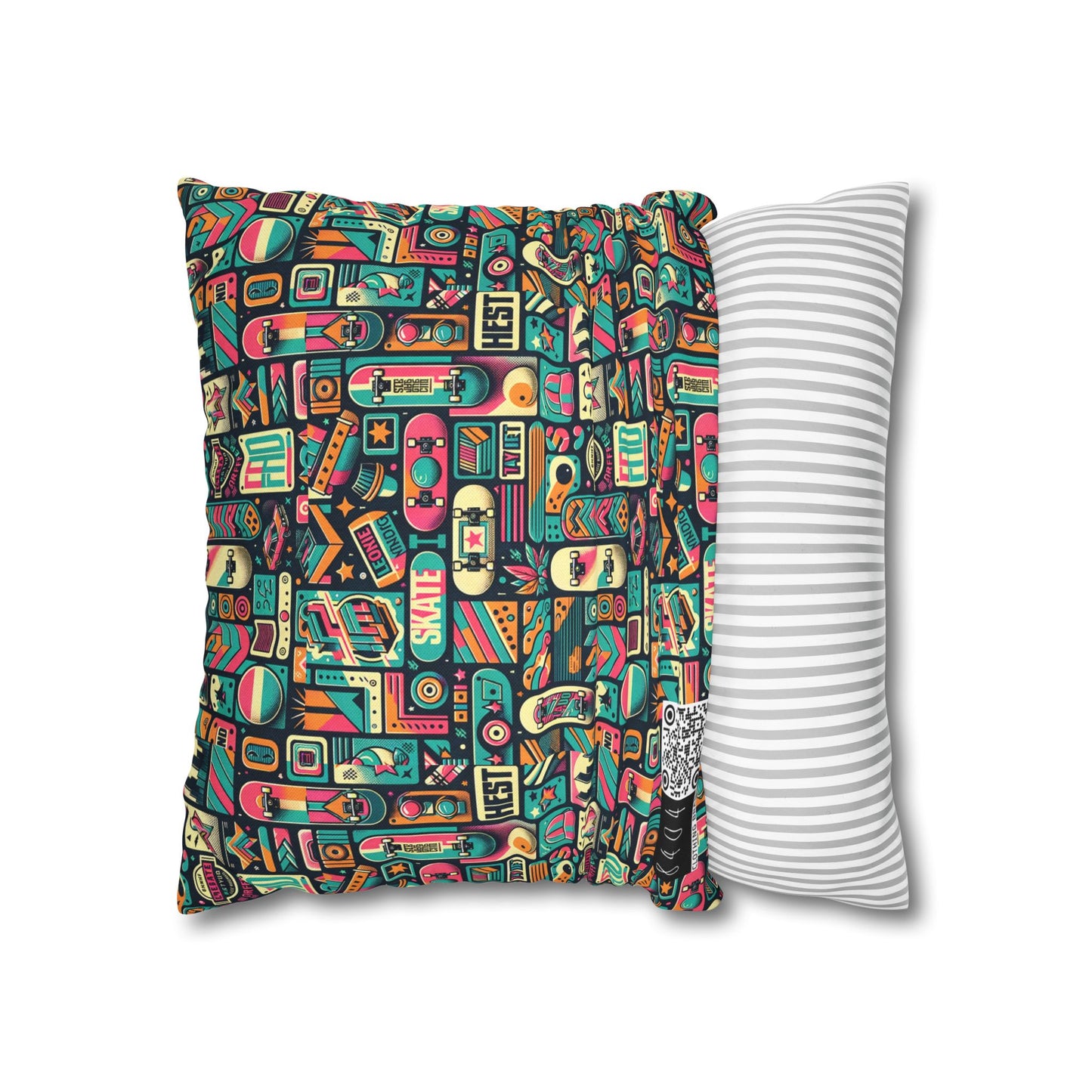 Skate Culture Revival Urban Retro Cool Spun Polyester Square Pillowcase - 8404 Design-61