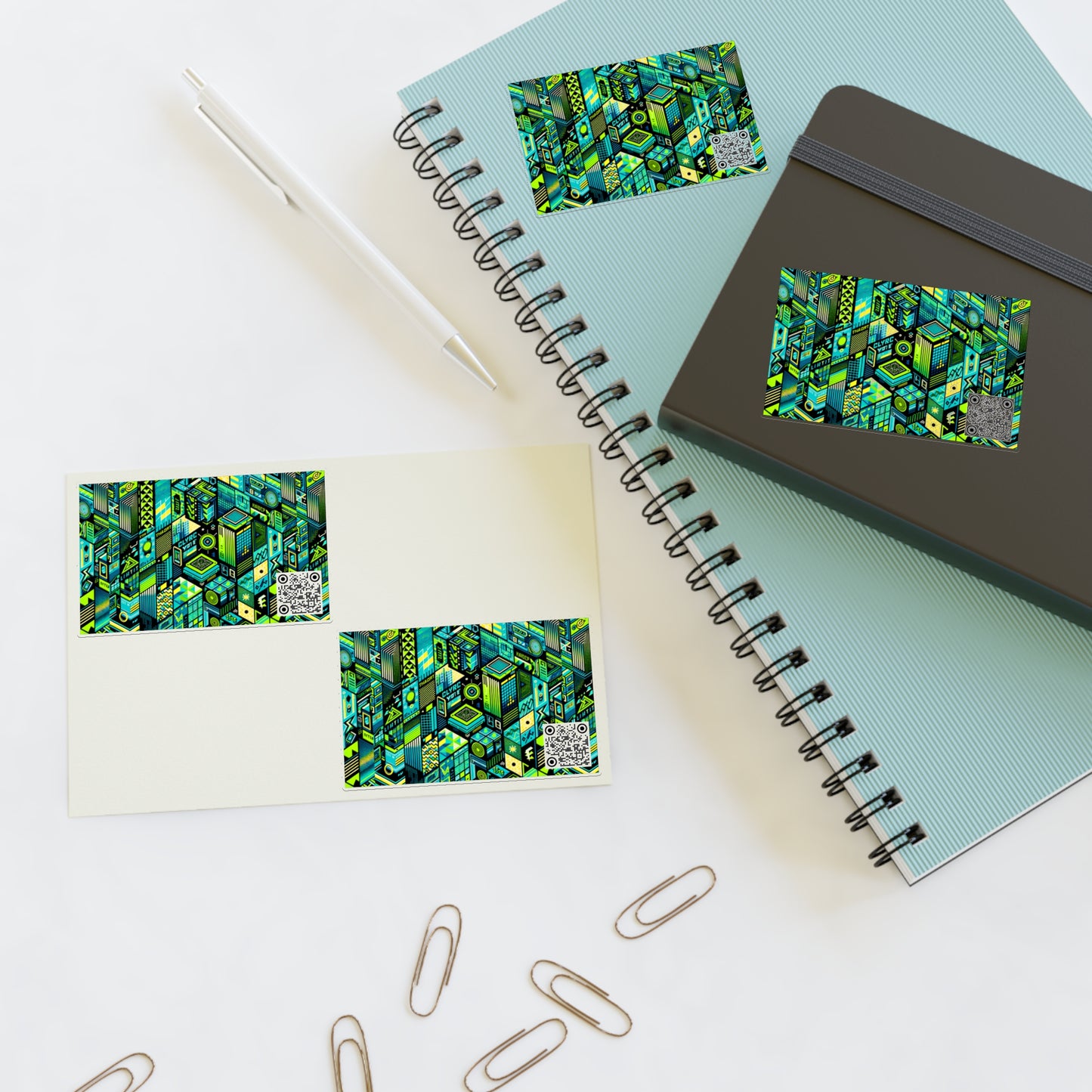 Tech-Infused Neon Tech-Forward Streetwear Sticker Sheets - 8404 Design-61