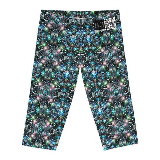 Tech-Infused Futurism Futuristic Tech Women's Capri Leggings - 8404 Design-63