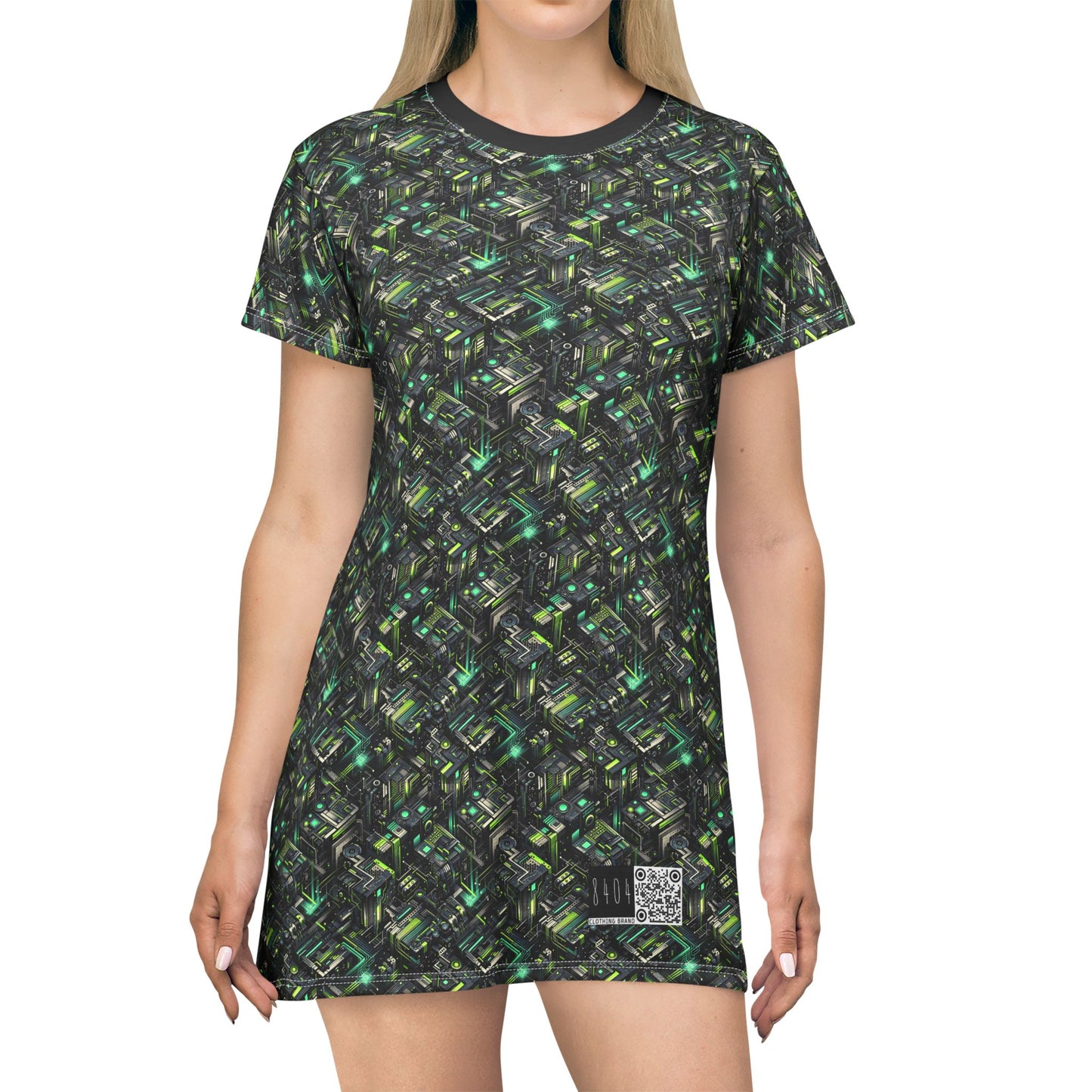 Tech-Infused Graphics Tech-Forward Streetwear T-Shirt Dress - 8404 Design-47