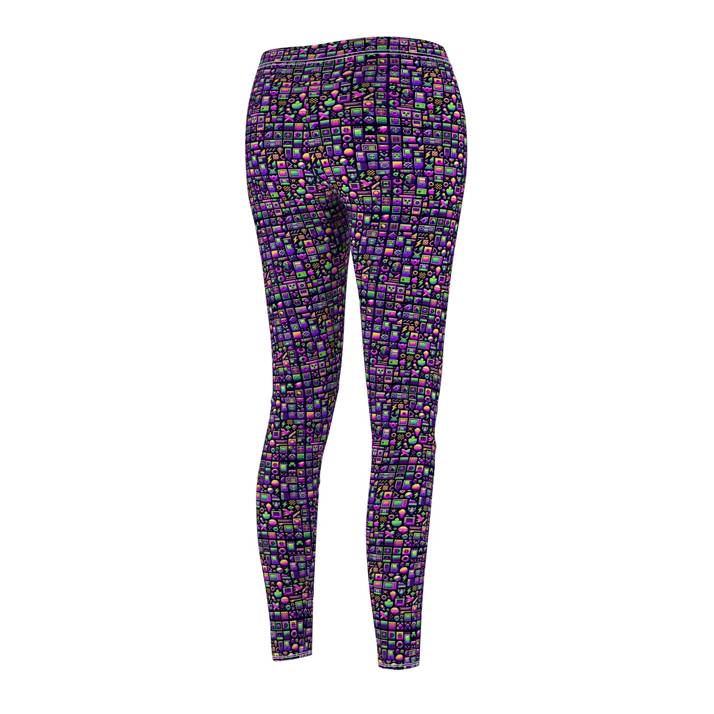 Digital Nostalgia Remix Modern Vintage Fusion Women's Cut & Sew Casual Leggings - 8404 Design-49