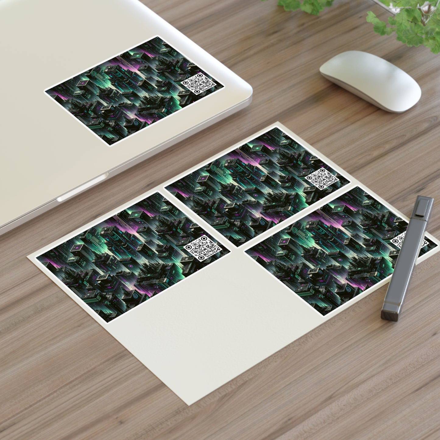 Tech Noir Aesthetics Tech-Forward Urban Dystopia Sticker Sheets - 8404 Design-44