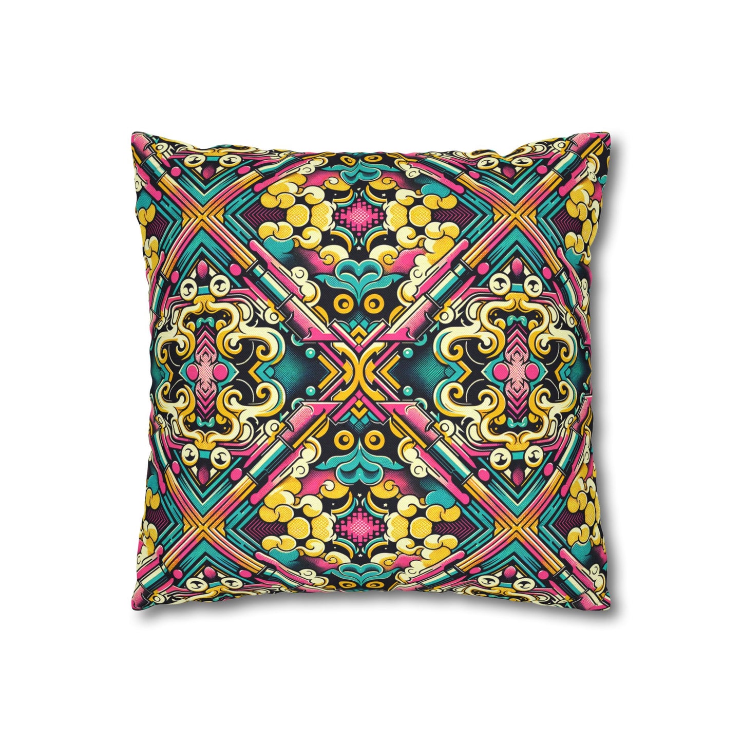 Neon Pop Art Revival Pop Culture Retro Spun Polyester Square Pillowcase - 8404 Design-59