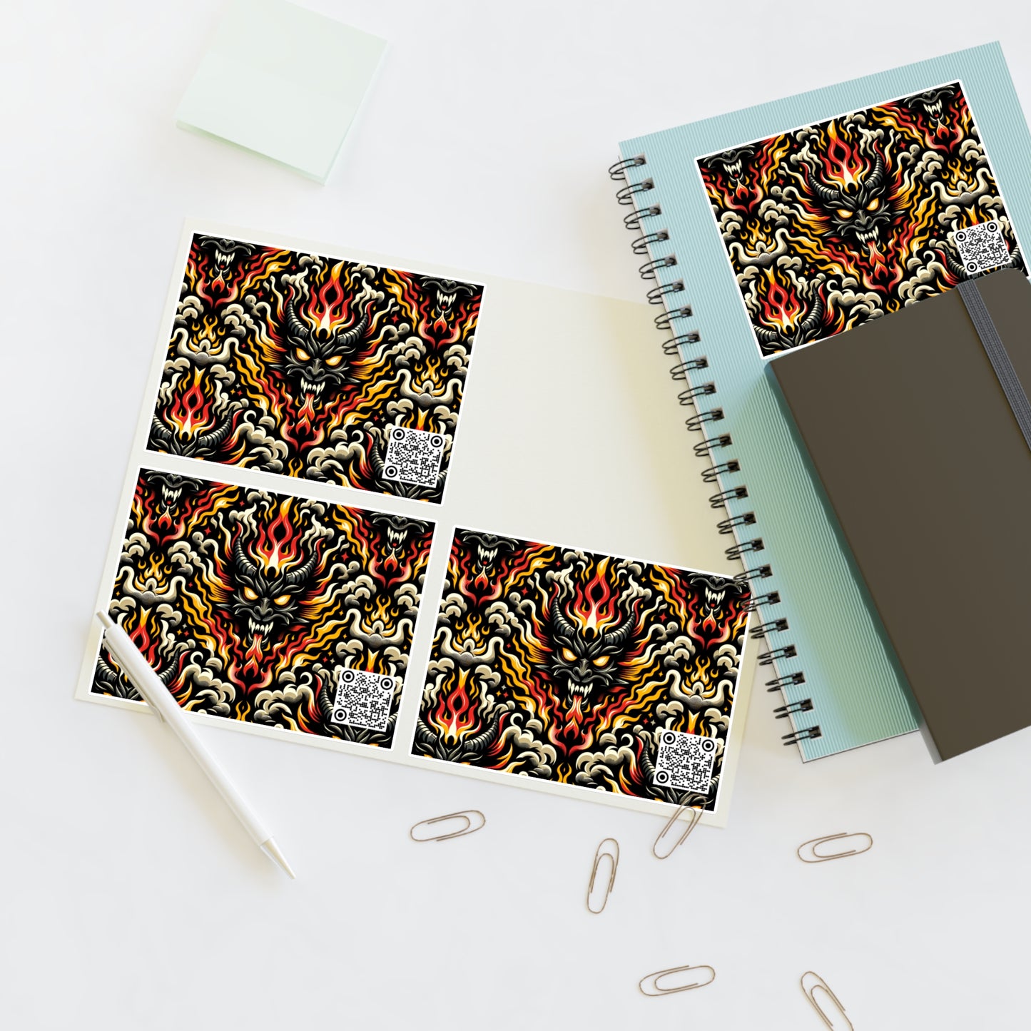 Flame Graphics Maximalist Streetwear Sticker Sheets - 8404 Design-59