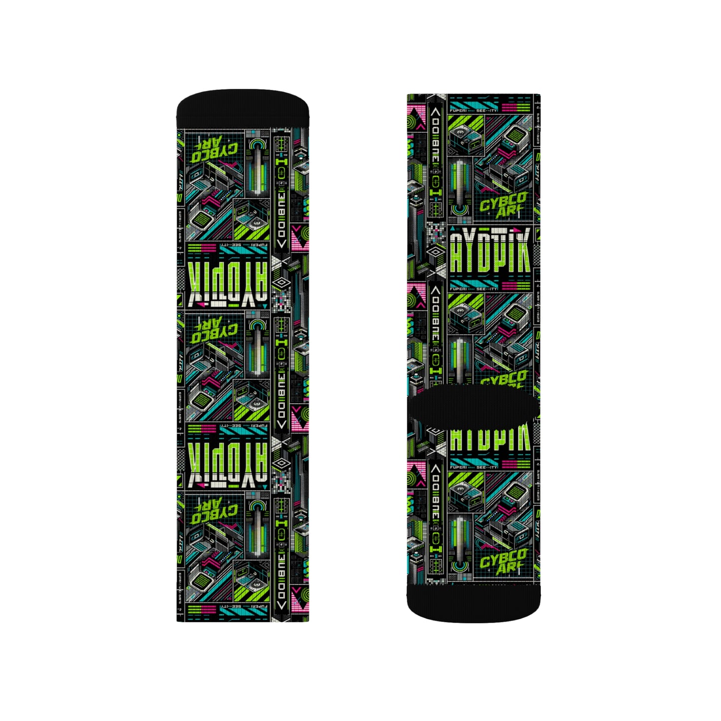Tech-Forward Graphics Tech-Inspired Streetwear Sublimation Socks - 8404 Design-46