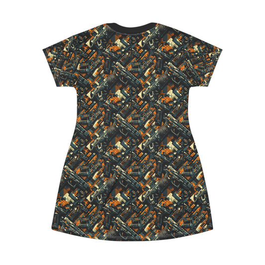 Digital Punk Futuristic Grunge T-Shirt Dress - 8404 Design-47