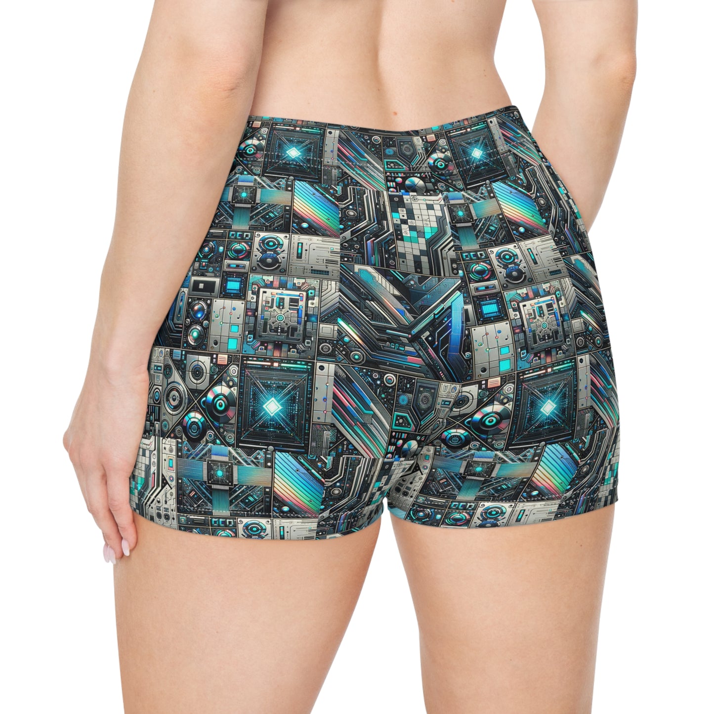Tech-Infused Futurism Sleek Tech Edge Women's Shorts - 8404 Design-48