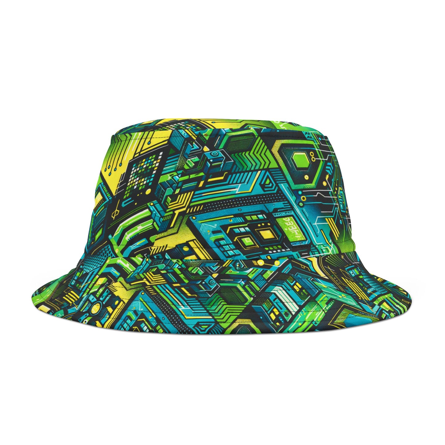 Tech-Infused Neon Tech-Forward Streetwear Bucket Hat - 8404 Design-38