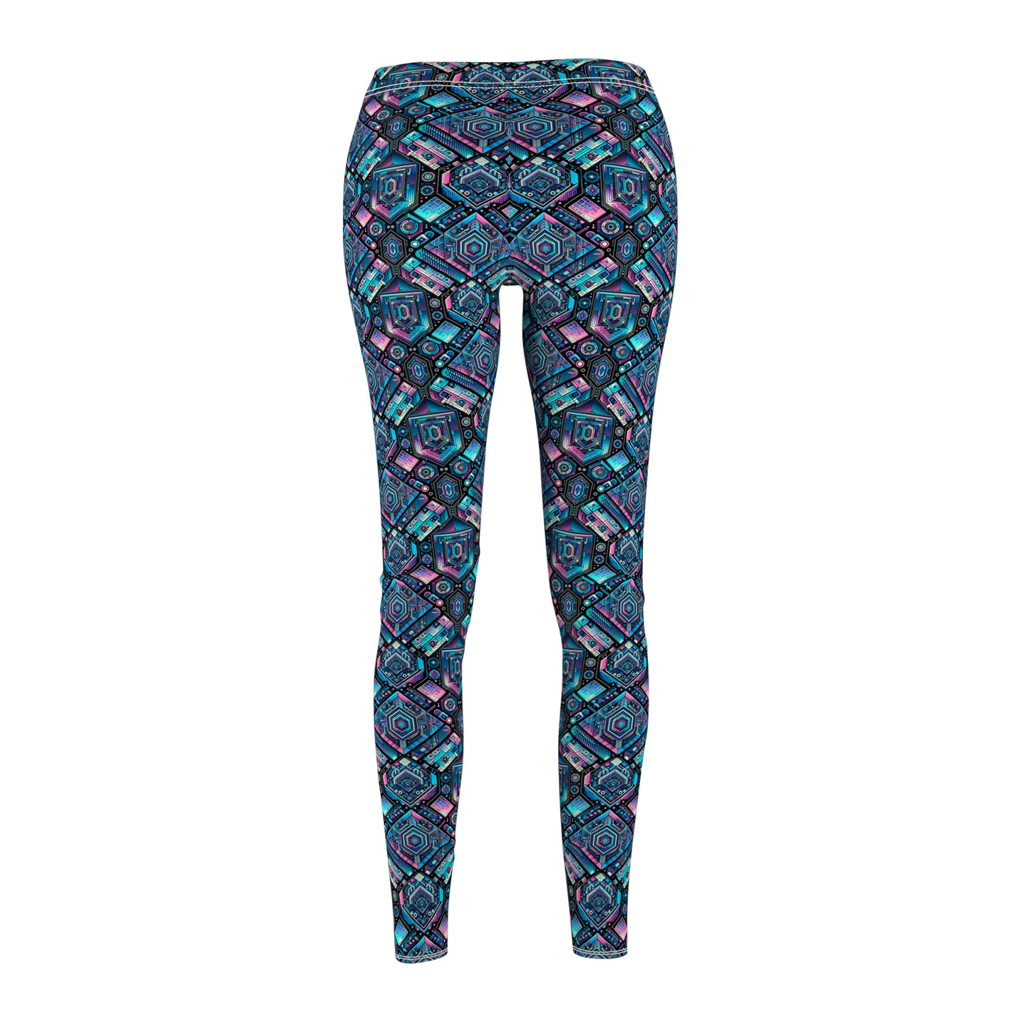 Digital Dreamland Futuristic Tech Aesthetic Women's Cut & Sew Casual Leggings - 8404 Design-46