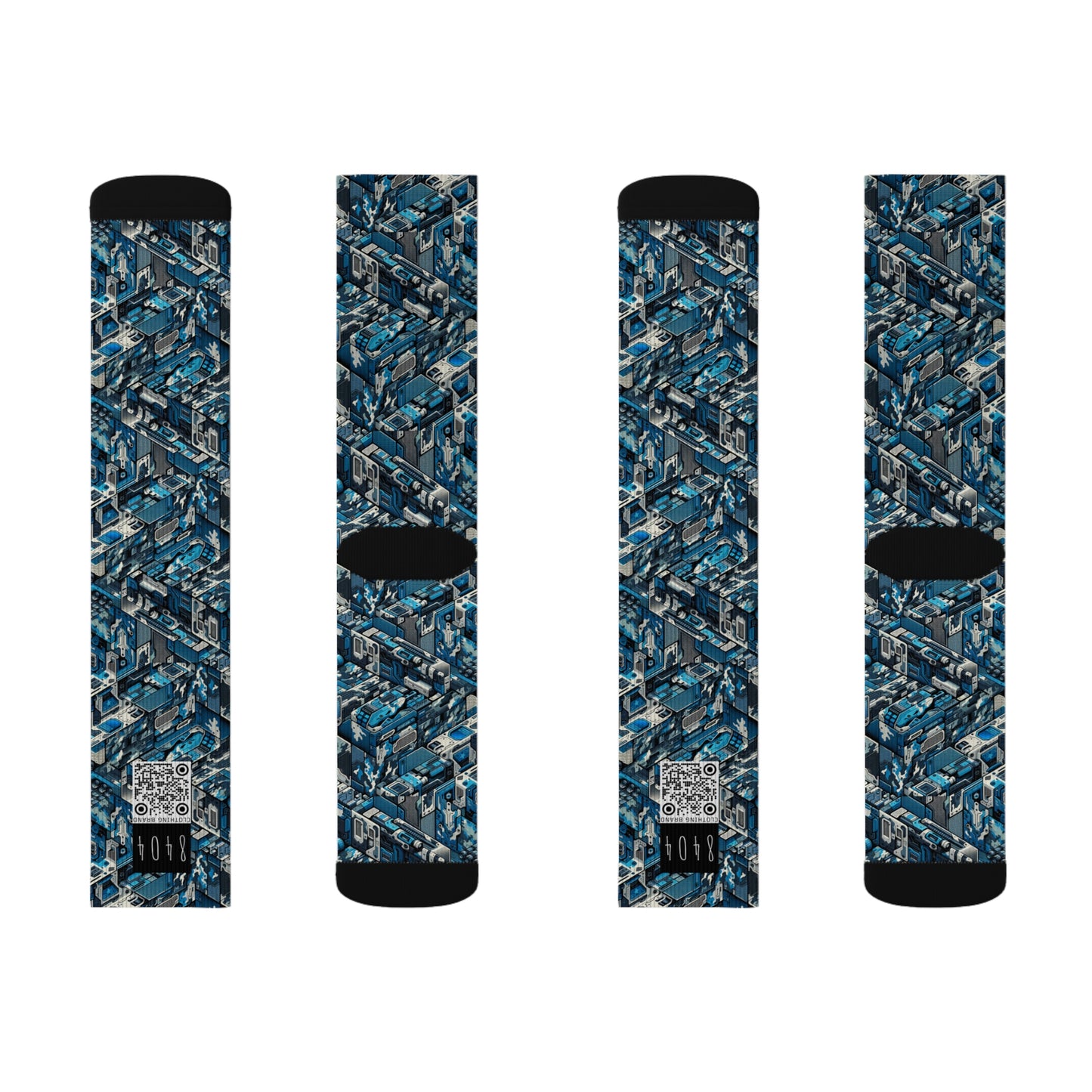 Tech Urban Camo Tech-Forward Streetwear With a Futuristic Military Edge Sublimation Socks - 8404 Design-51