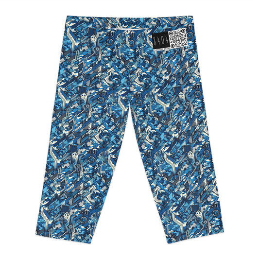 Tech Urban Camo Tech-Forward Streetwear With a Futuristic Military Edge Women's Capri Leggings - 8404 Design-39
