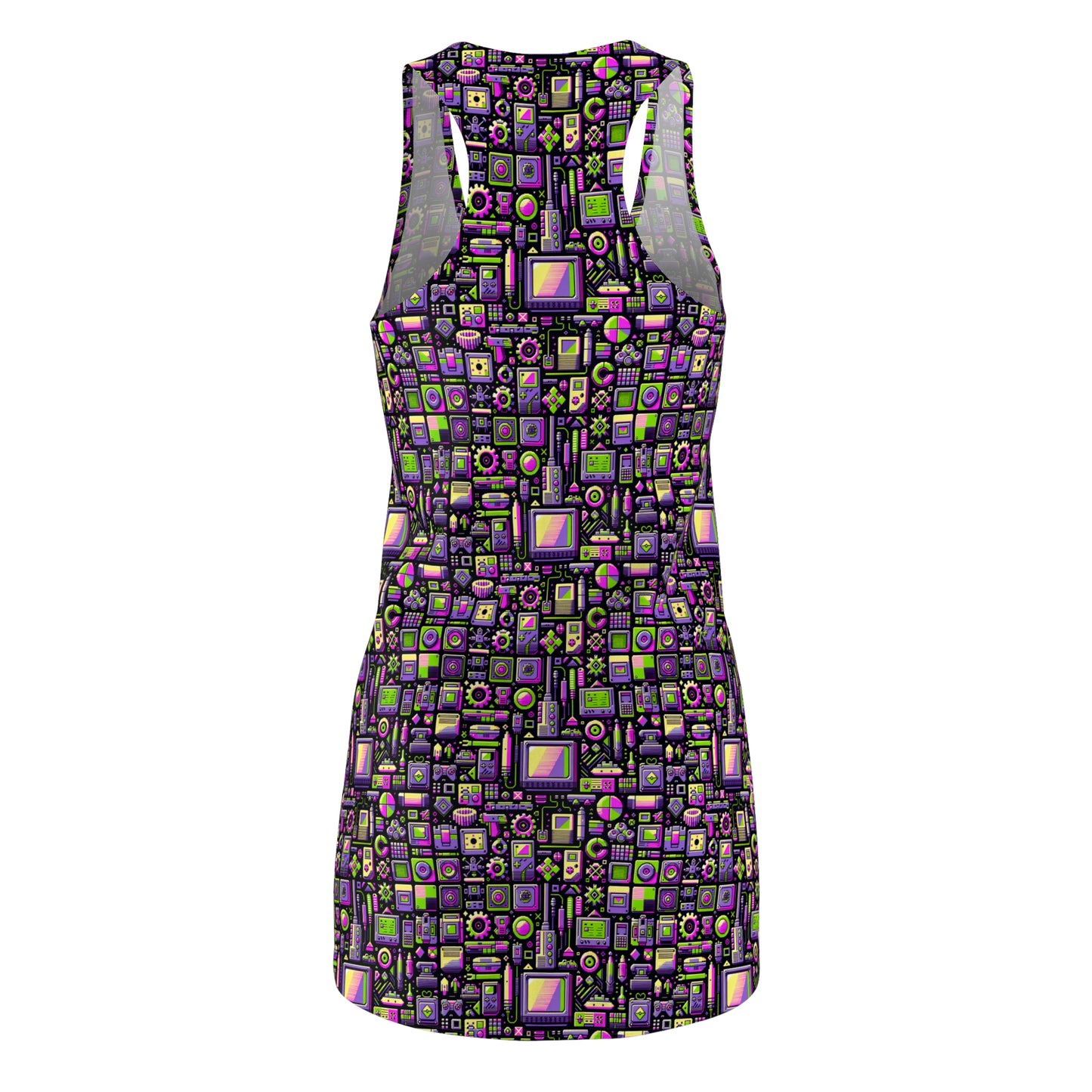 Digital Nostalgia Remix Modern Vintage Fusion Women's Cut & Sew Racerback Dress - 8404 Design-67