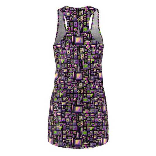 Digital Nostalgia Remix Modern Vintage Fusion Women's Cut & Sew Racerback Dress - 8404 Design-67