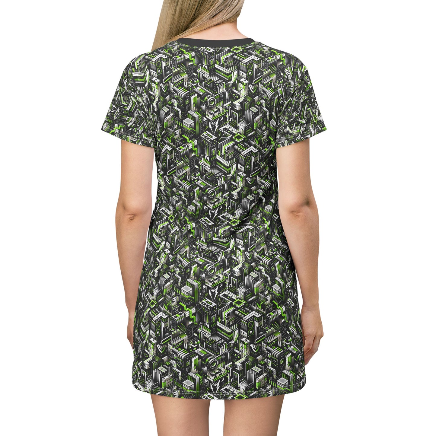 Graffiti Tech Fusion Bold Streetwear Fusion T-Shirt Dress - 8404 Design-53