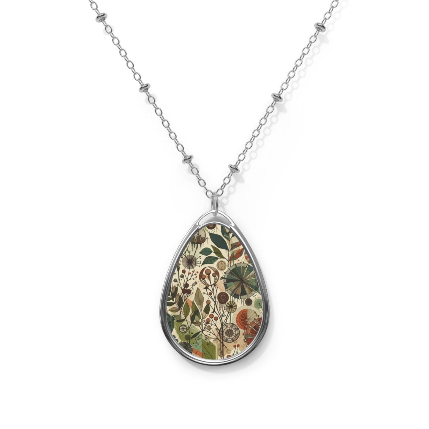 Sustainable Street Art Urban Eco-Warrior Oval Necklace - 8404 Design-64