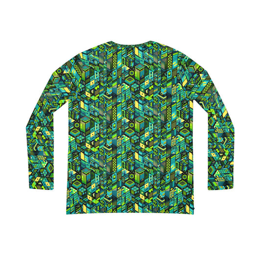 Tech-Infused Neon Tech-Forward Streetwear Women's Long Sleeve V-Neck Shirt - 8404 Design-61