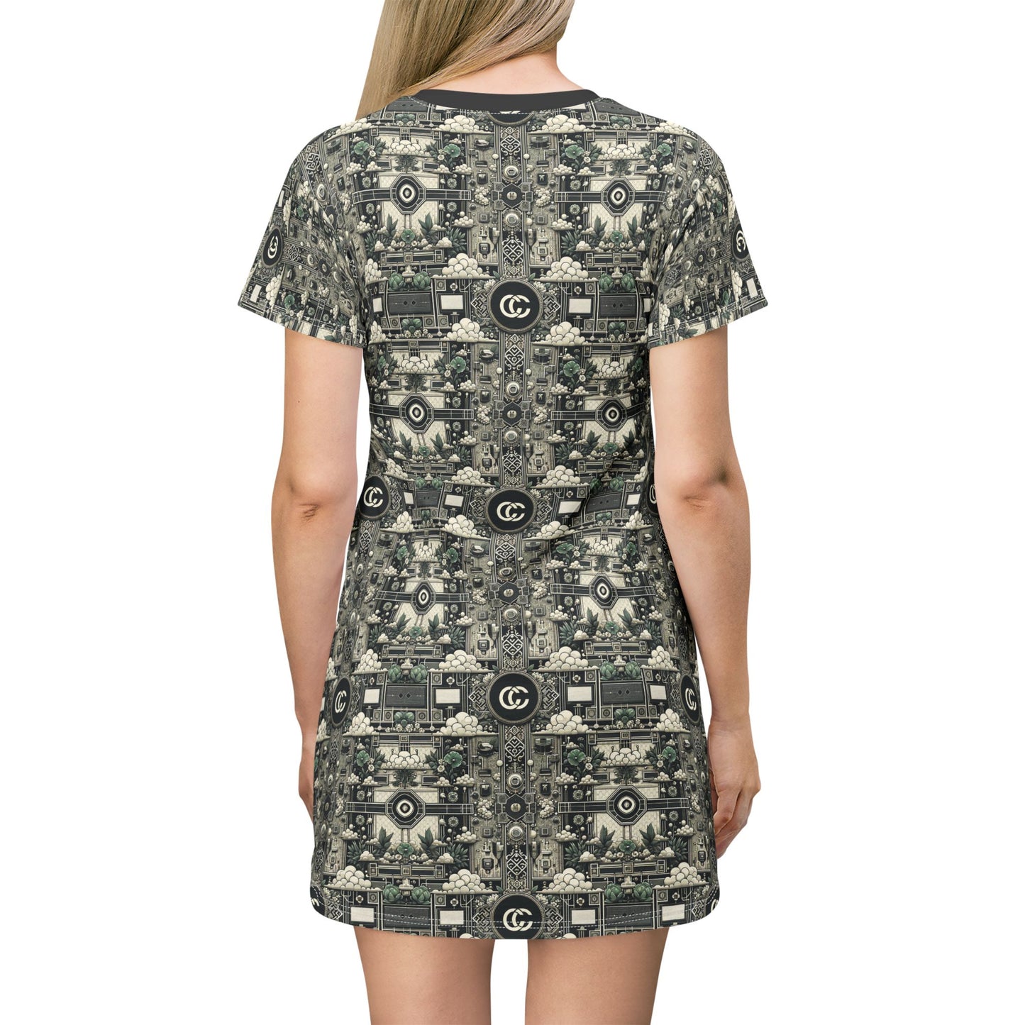 Cyber Garden Party Tech Garden Extravaganza T-Shirt Dress - 8404 Design-54