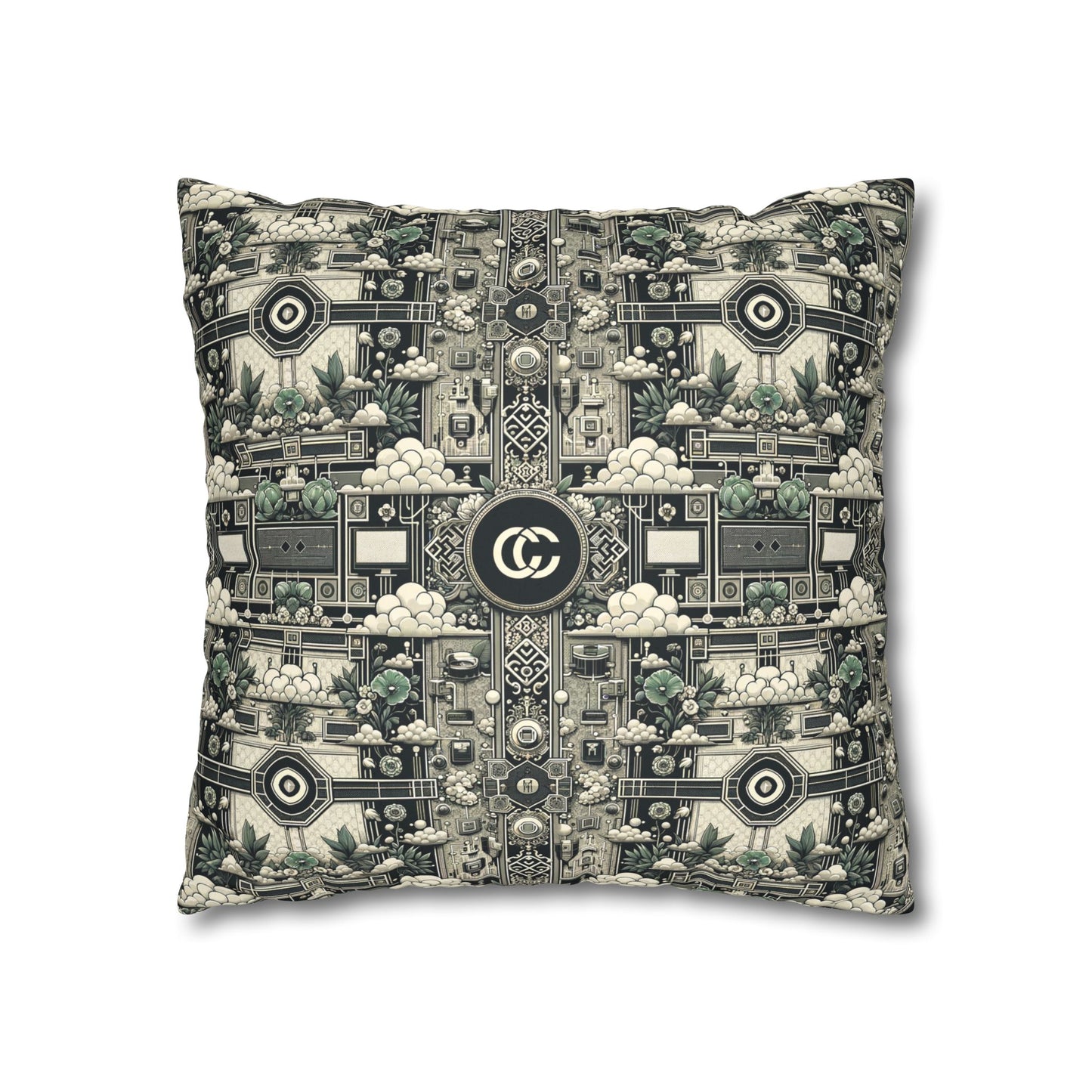 Cyber Garden Party Tech Garden Extravaganza Faux Suede Square Pillowcase - 8404 Design-54