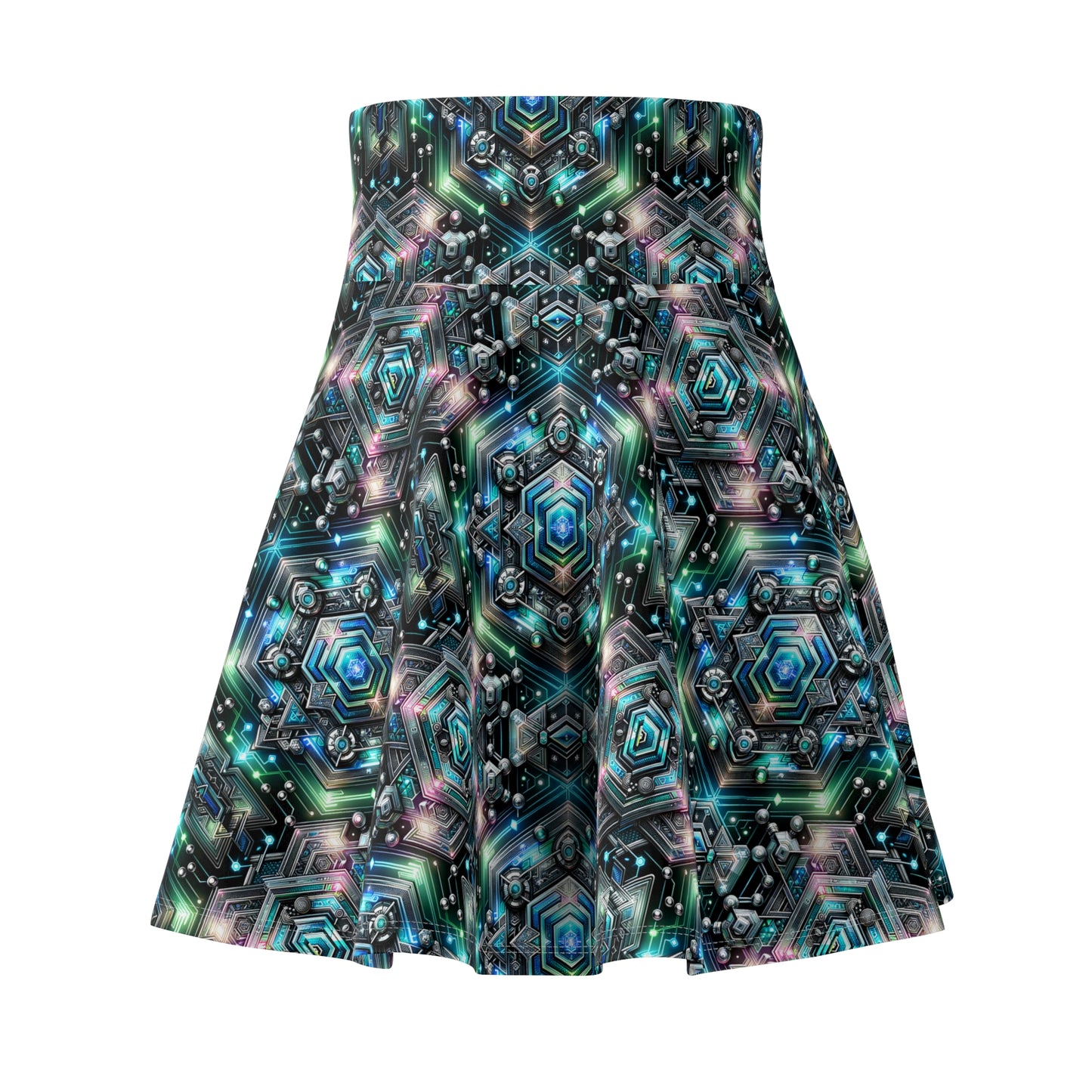Tech-Infused Futurism Futuristic Tech Women's Skater Skirt - 8404 Design-63
