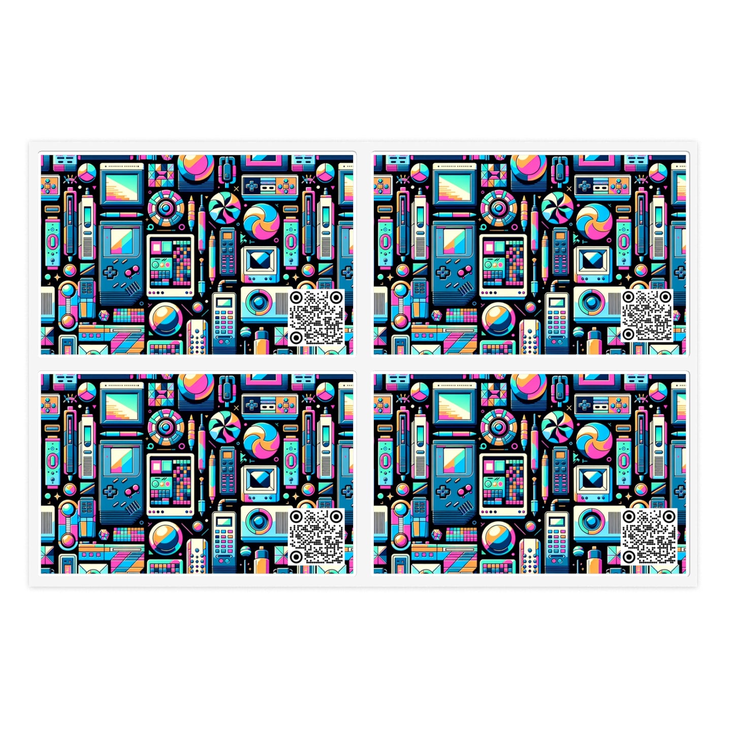 Digital Pop Art Fusion Youthful and Tech-Inspired Sticker Sheets - 8404 Design-73