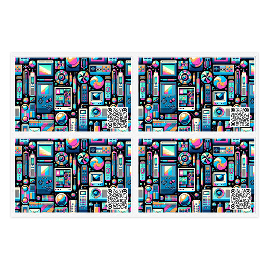Digital Pop Art Fusion Youthful and Tech-Inspired Sticker Sheets - 8404 Design-73