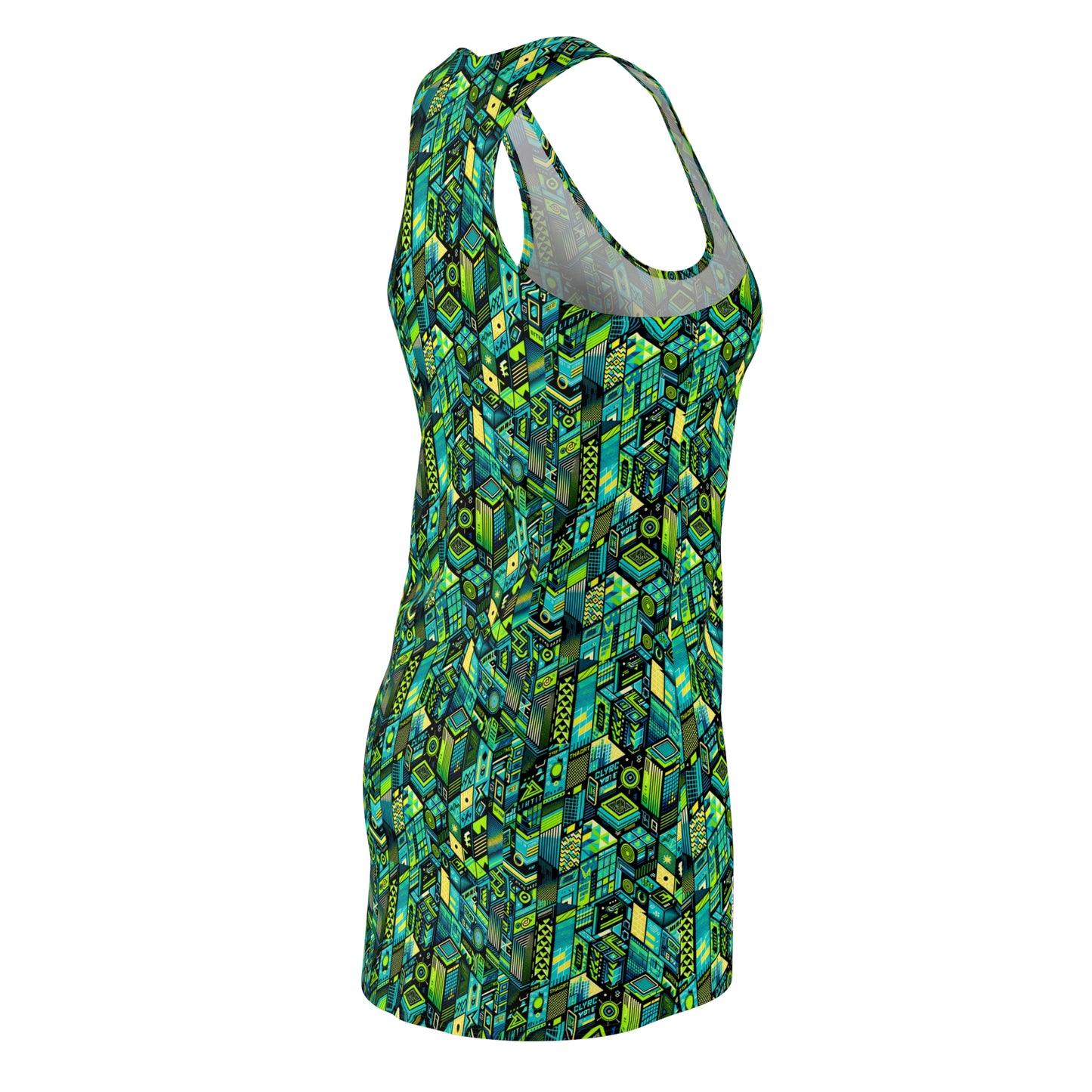 Tech-Infused Neon Tech-Forward Streetwear Women's Cut & Sew Racerback Dress - 8404 Design-61