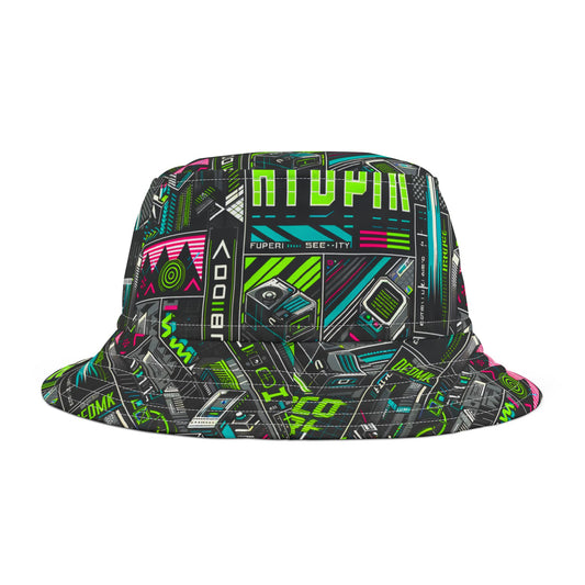 Tech-Forward Graphics Tech-Inspired Streetwear Bucket Hat - 8404 Design-46