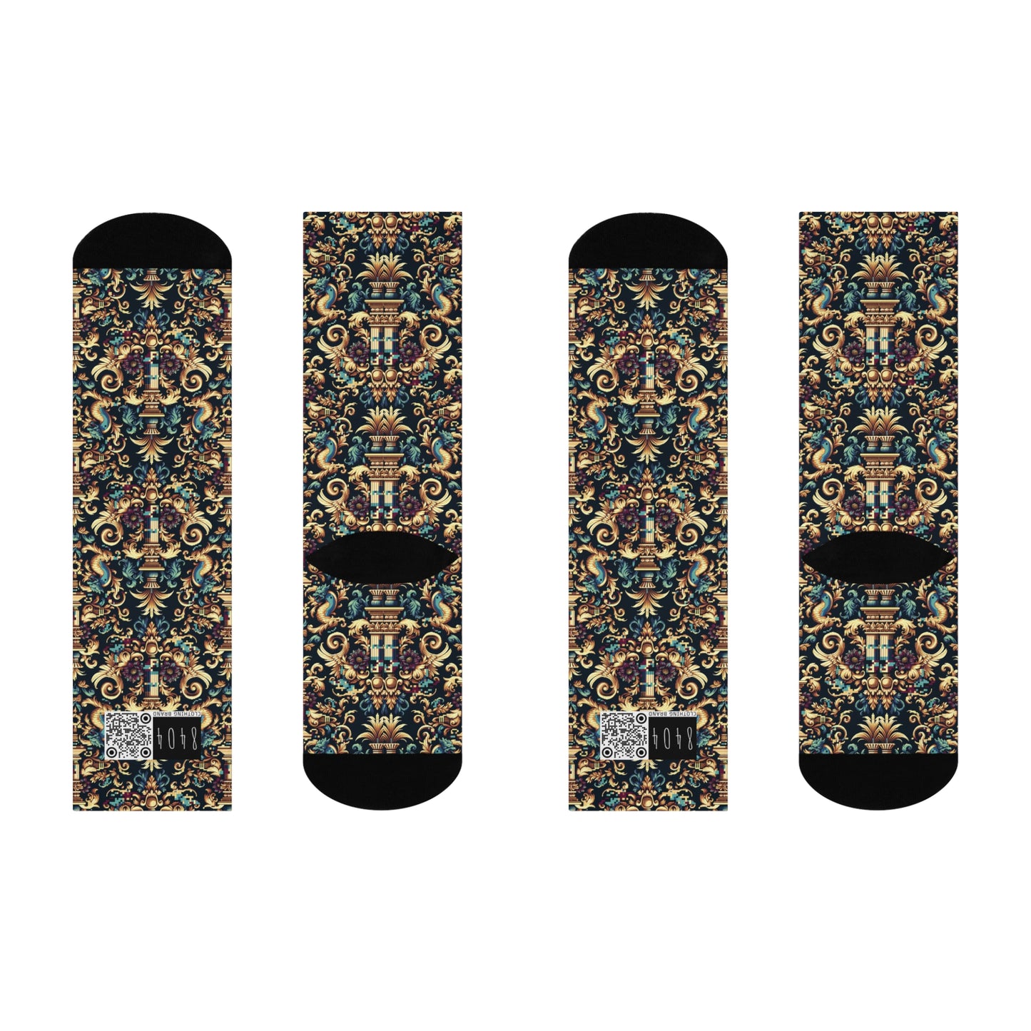Digital Renaissance Modern Baroque Fusion Cushioned Crew Socks - 8404 Design-57