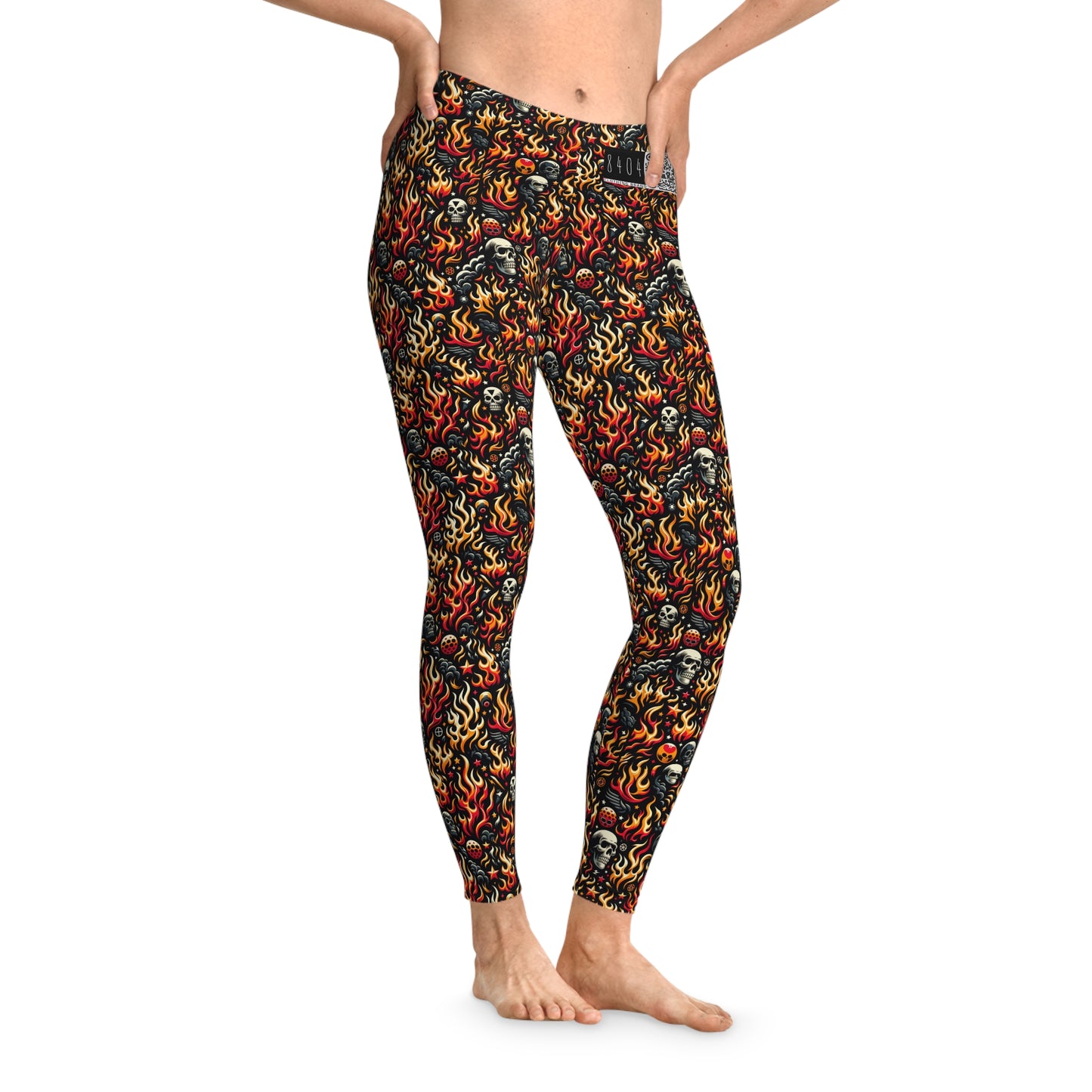 Flame Graphics Maximalist Streetwear Stretch Leggings - 8404 Design-76