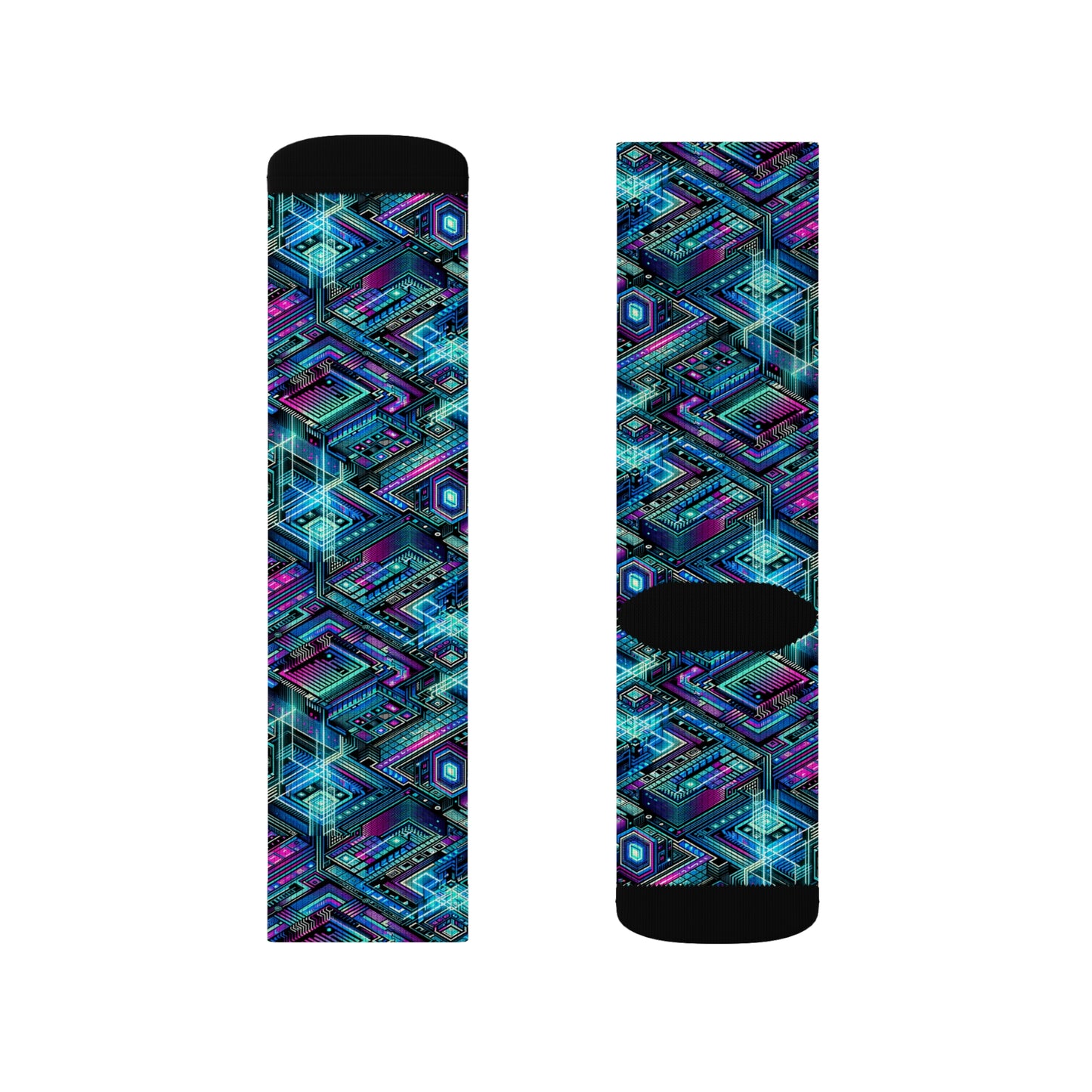 Digital Dreamland Futuristic Tech Aesthetic Sublimation Socks - 8404 Design-42