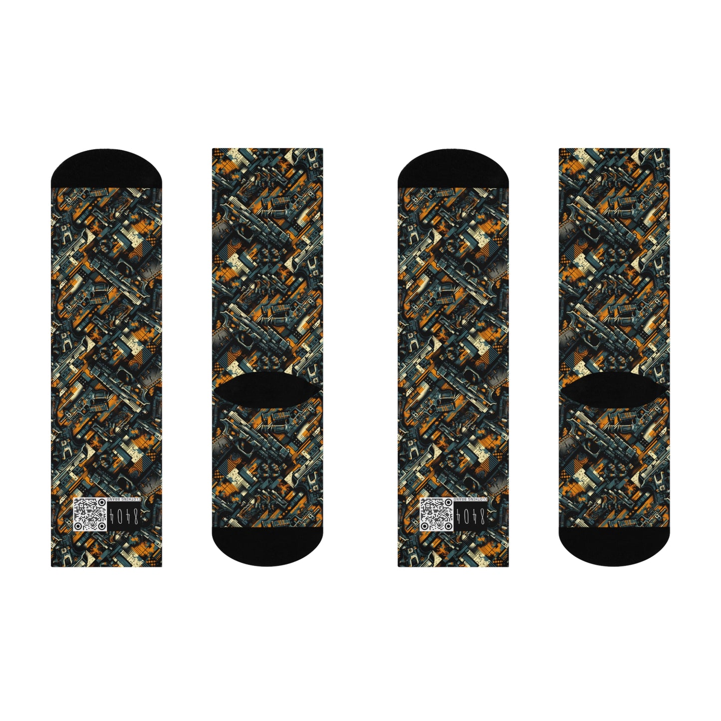 Digital Punk Futuristic Grunge Cushioned Crew Socks - 8404 Design-47