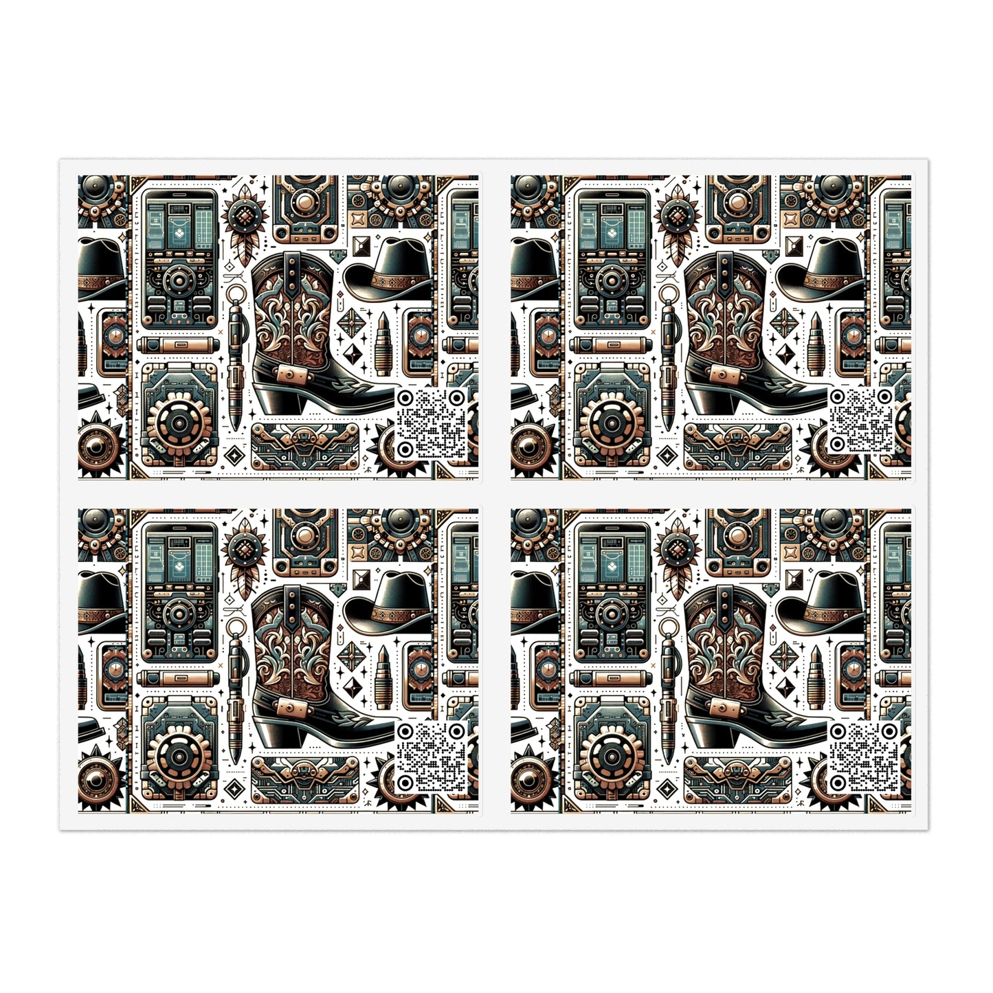 Digital Cowboy Chic Tech-Infused Western Fusion Sticker Sheets - 8404 Design-51