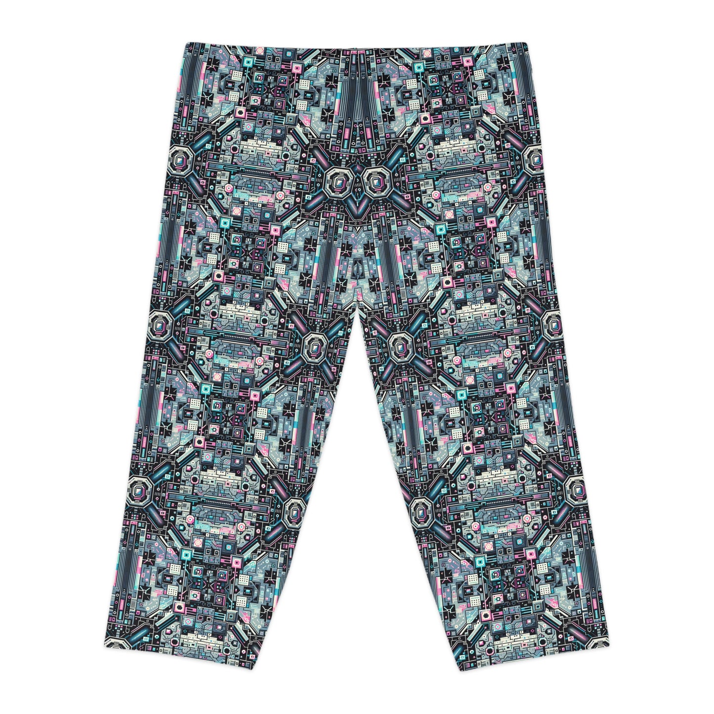 Digital Renaissance Tech-Forward Maximalism Women's Capri Leggings - 8404 Design-44