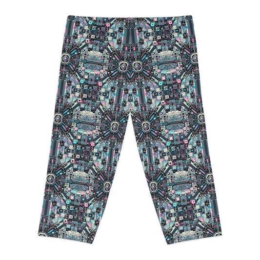 Digital Renaissance Tech-Forward Maximalism Women's Capri Leggings - 8404 Design-44