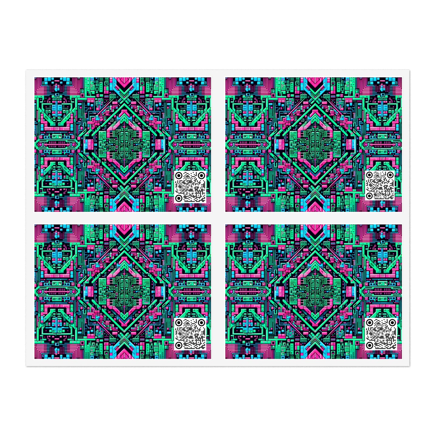 Digital Glitch Vibes Tech-Inspired Streetwear Sticker Sheets - 8404 Design-71