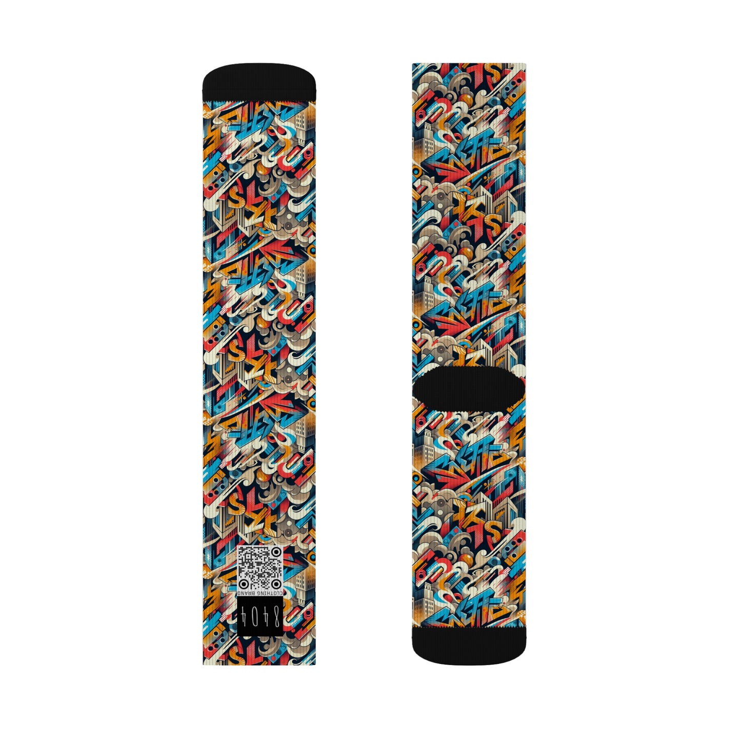 Neo-Traditional Street Art Modern Street Art Fusion Sublimation Socks - 8404 Design-44