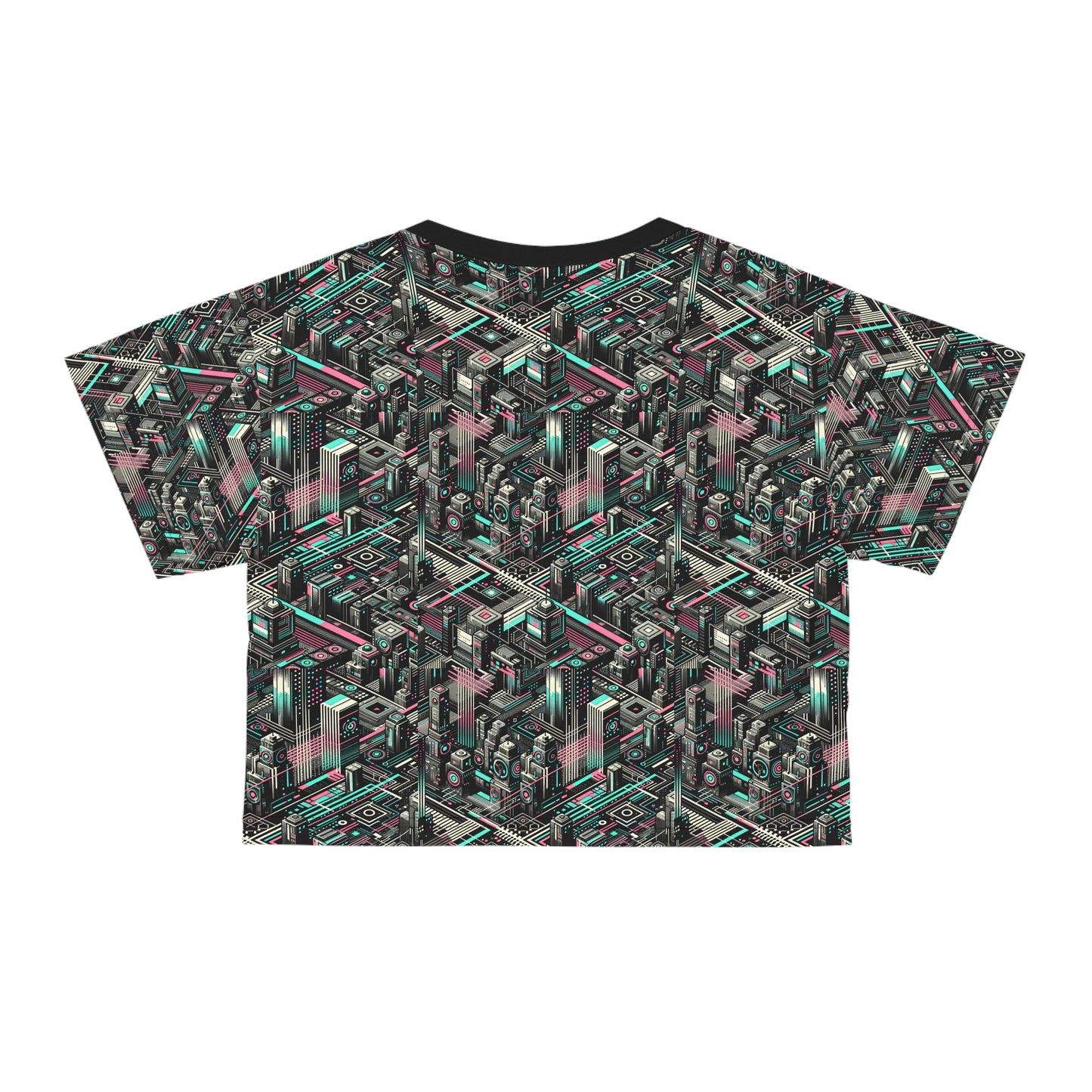 Digital Dreamland Tech-Inspired Streetwear Crop Tee - 8404 Design-51