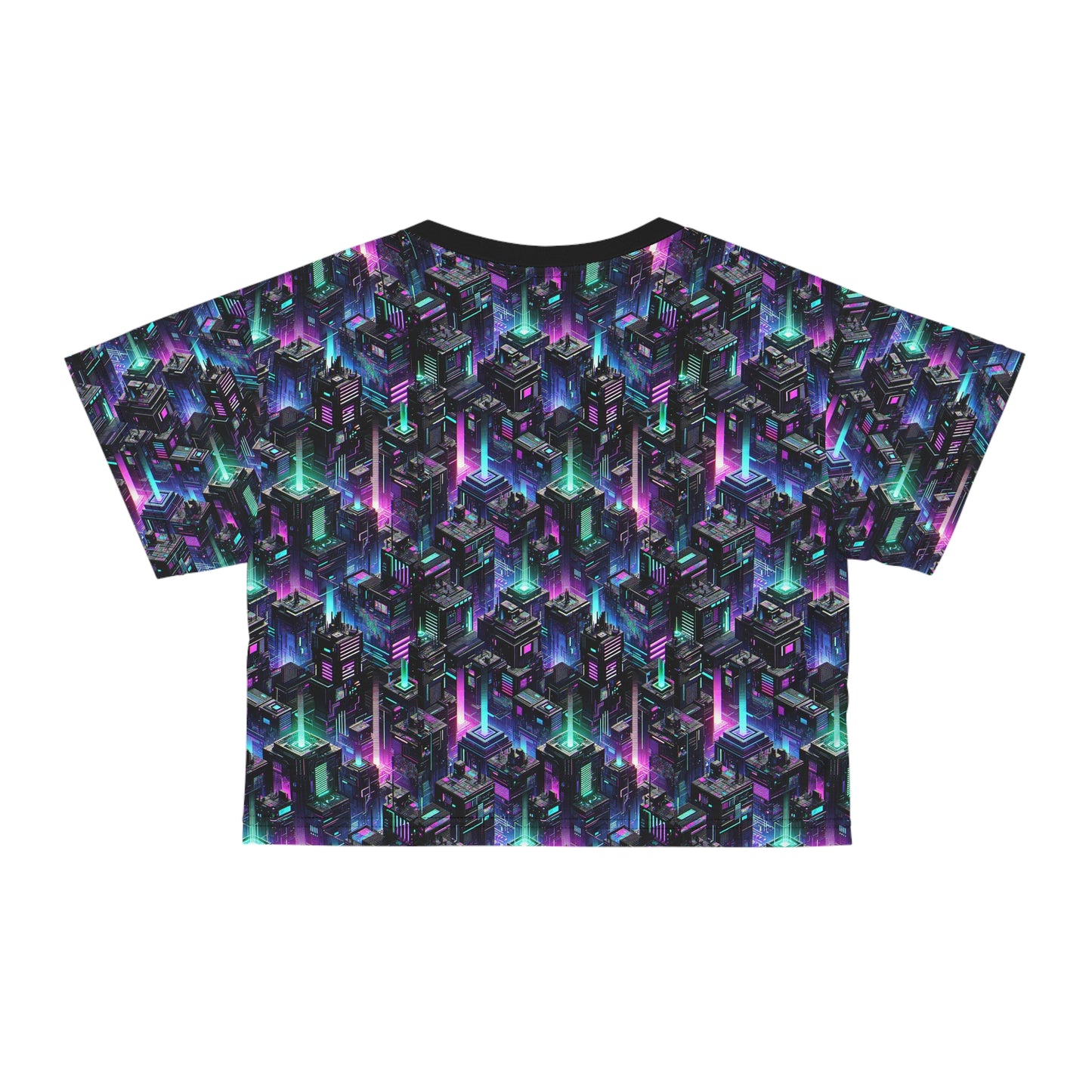 Tech Noir Graphics Futuristic Tech Aesthetics Crop Tee - 8404 Design-55