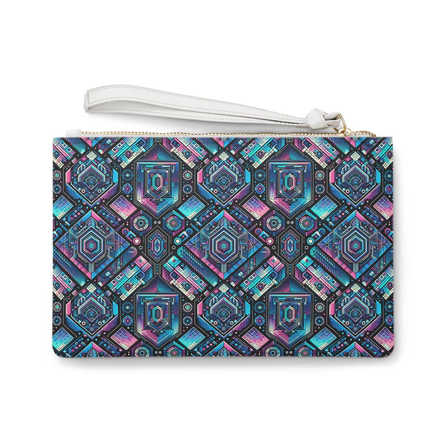 Digital Dreamland Futuristic Tech Aesthetic Clutch Bag - 8404 Design-46
