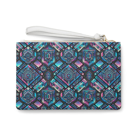 Digital Dreamland Futuristic Tech Aesthetic Clutch Bag - 8404 Design-46