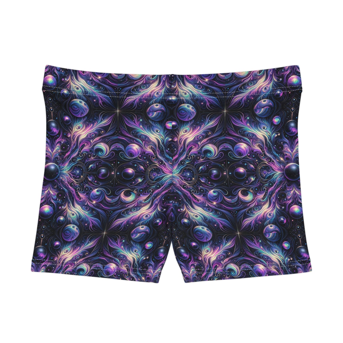 Galactic Hues Tech-Forward Cosmic Fusion Women's Shorts - 8404 Design-41