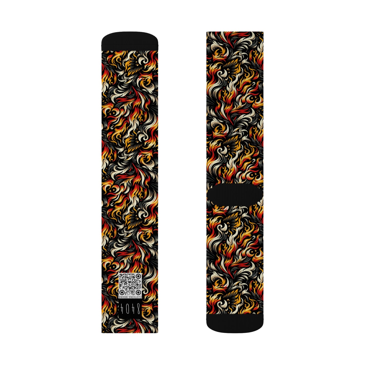 Fire & Flames Bold Streetwear Statement Sublimation Socks - 8404 Design-55