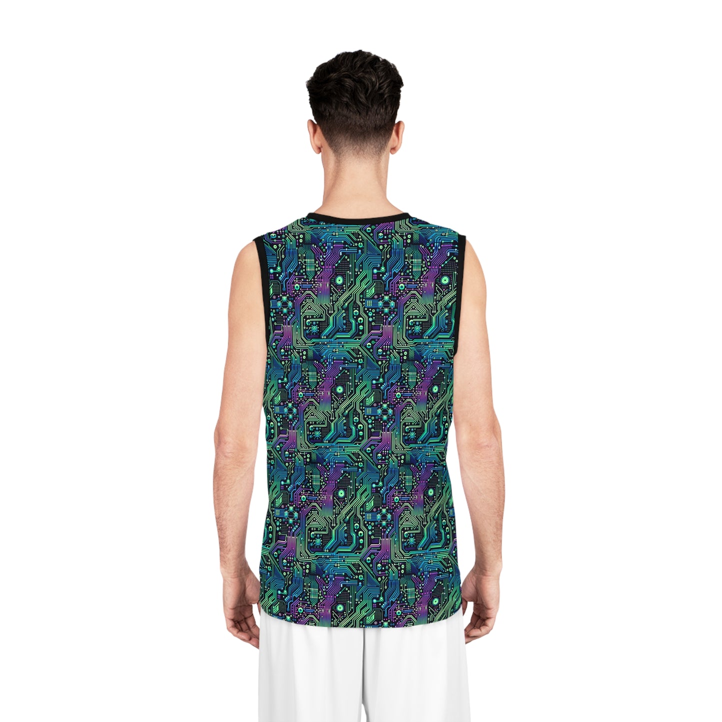Tech-Infused Neon Tech-Forward Streetwear Basketball Jersey - 8404 Design-66