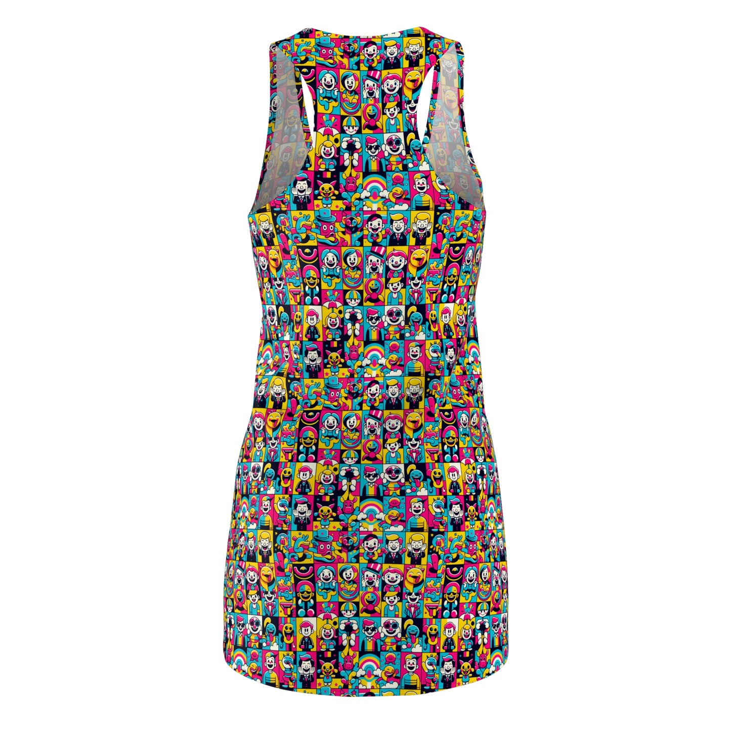Neon Pop Playful Pop Culture Mashup Women's Cut & Sew Racerback Dress - 8404 Design-60